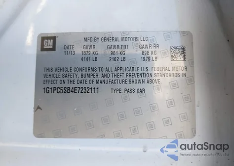 2014 Chevrolet Cruze 1Lt Auto from USA, damaged, VIN 1G1PC5SB4E7232111